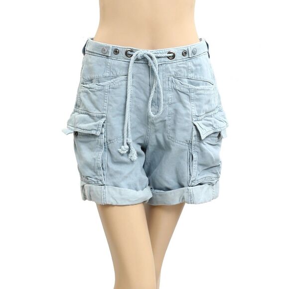 Free People Frankie Washed Shorts Low-Waisted Cargo Lightweight Casual S 283237 - Picture 4 of 9